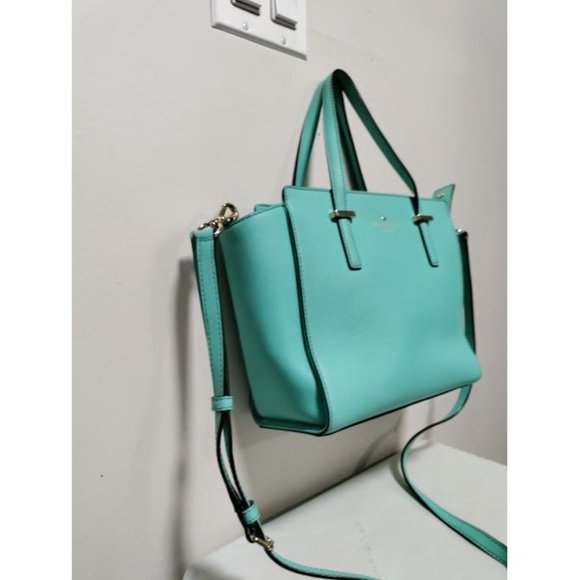 Kate Spade Womens Saffiano Leather Small Cedar Street Hayden Satchel Bag Green - Picture 4 of 9